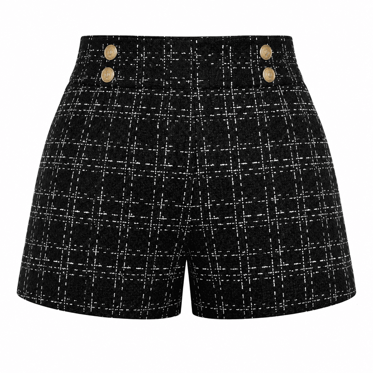 Winkbay Black Plaid High-Waisted Dress Shorts | SIZE: M