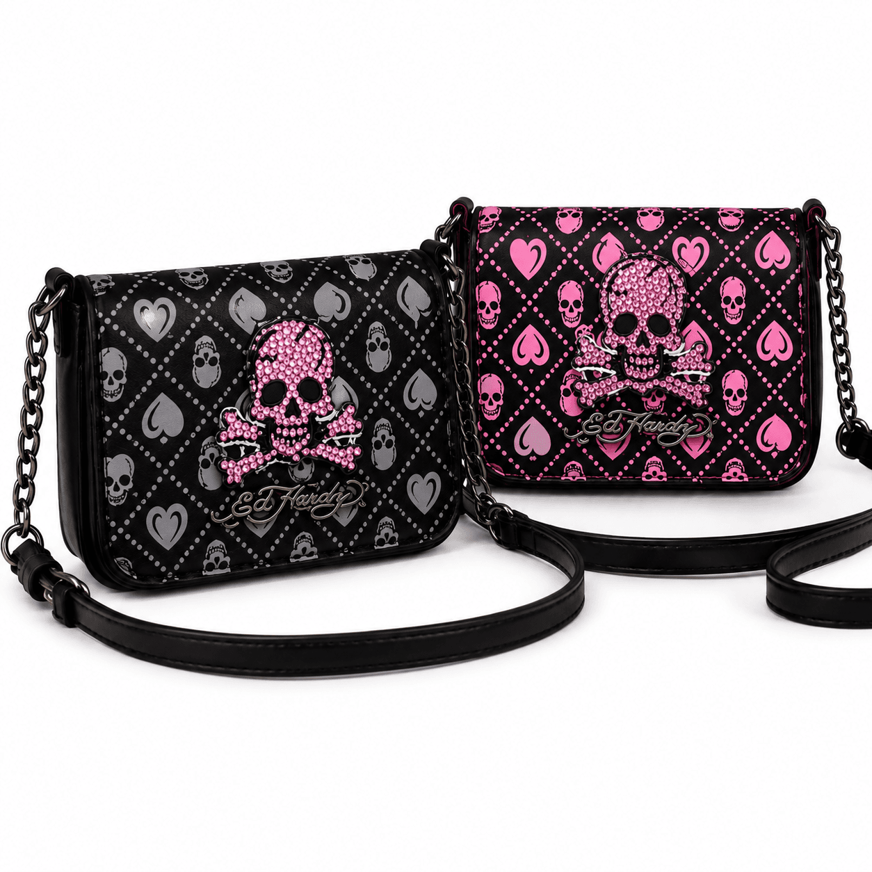  Ed Skull & Heart Mini Crossbody Bag | Pink or Gray