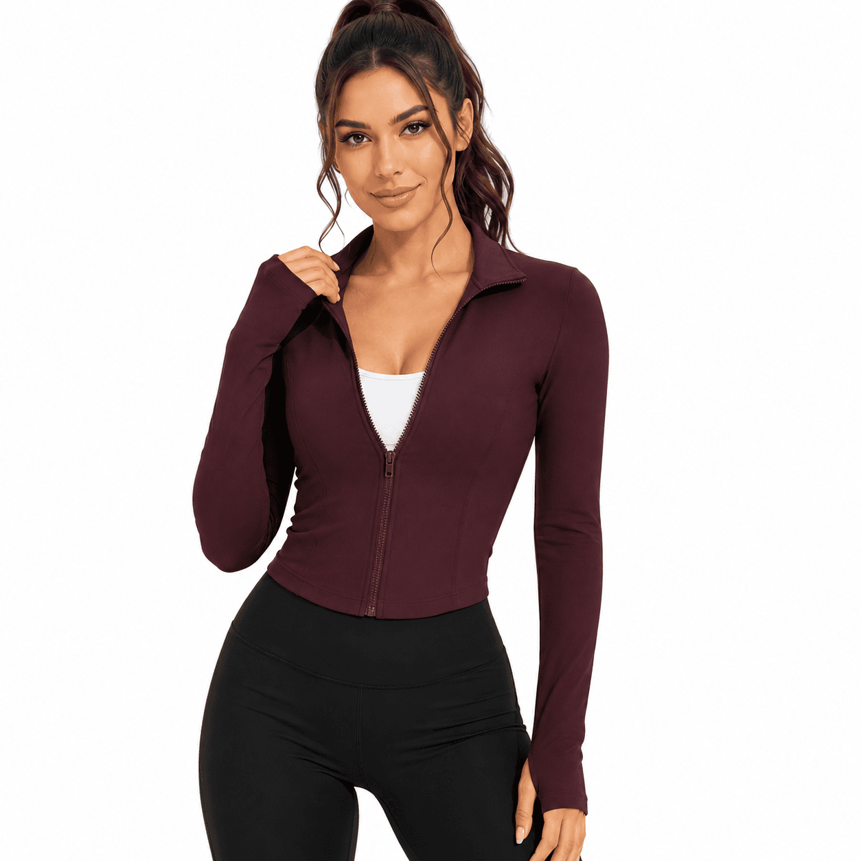Loovoo Women’s Slim Fit Cropped Workout Jacket | SIZE: S