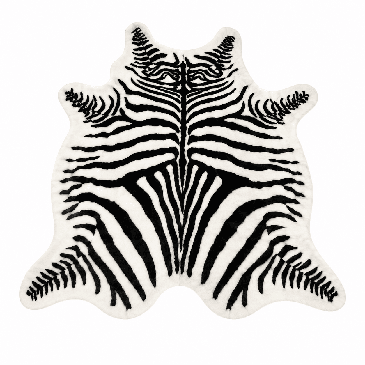 Large Zebra Print Faux Cowhide Area Rug 