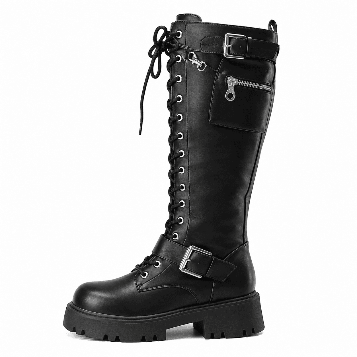 Dream Pairs Women’s Knee-High Combat Boots with Pocket | SIZE: 8.5