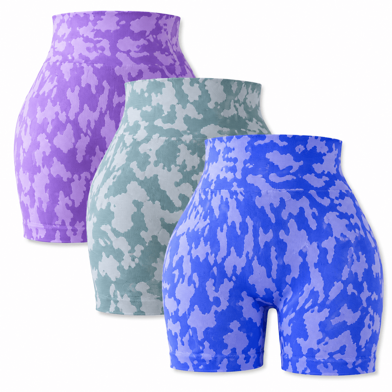 Women’s High-Waisted Camo Biker Shorts  | Size Large