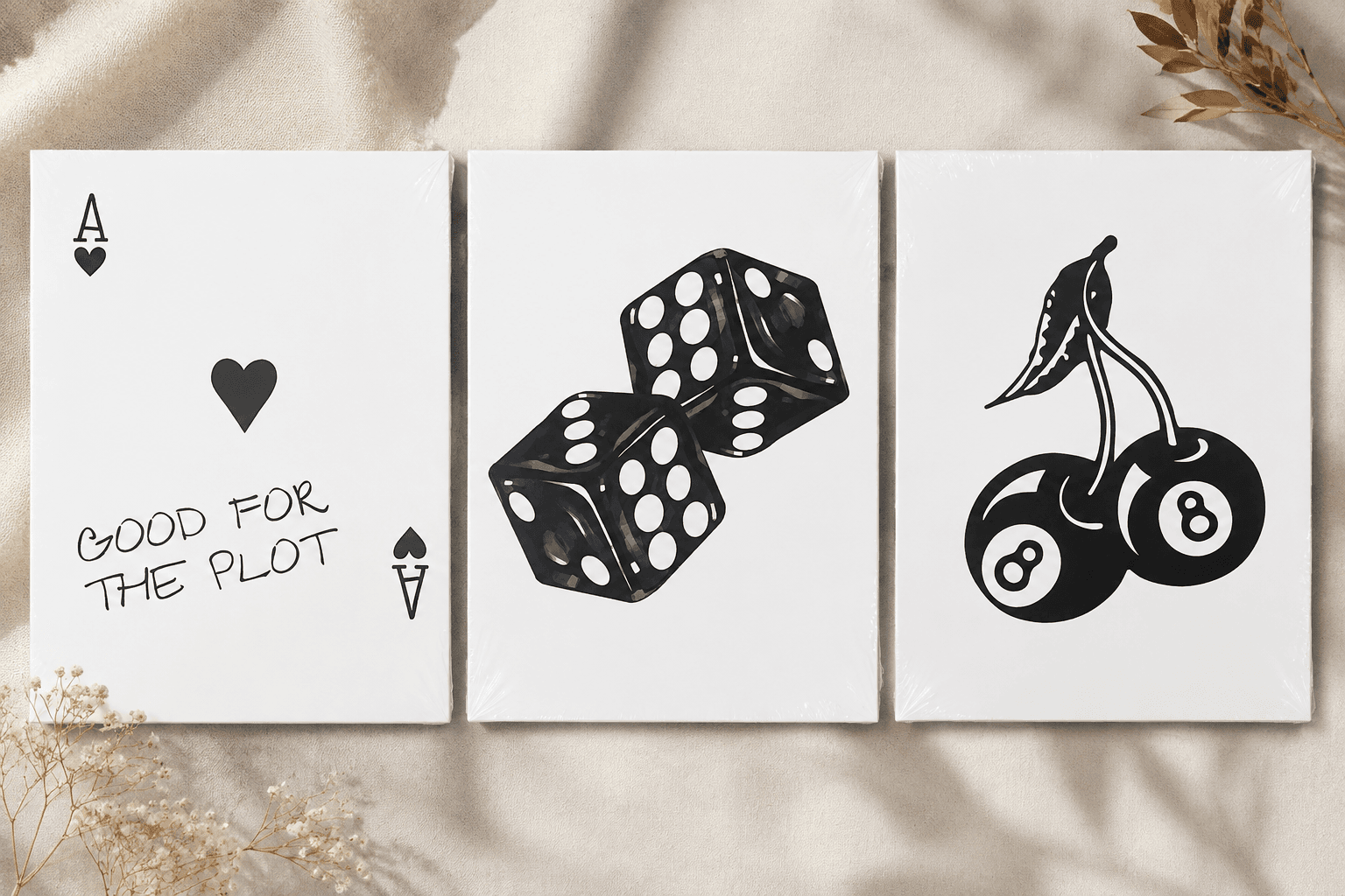 Retro Casino-Inspired Wall Art Prints (set of 3)